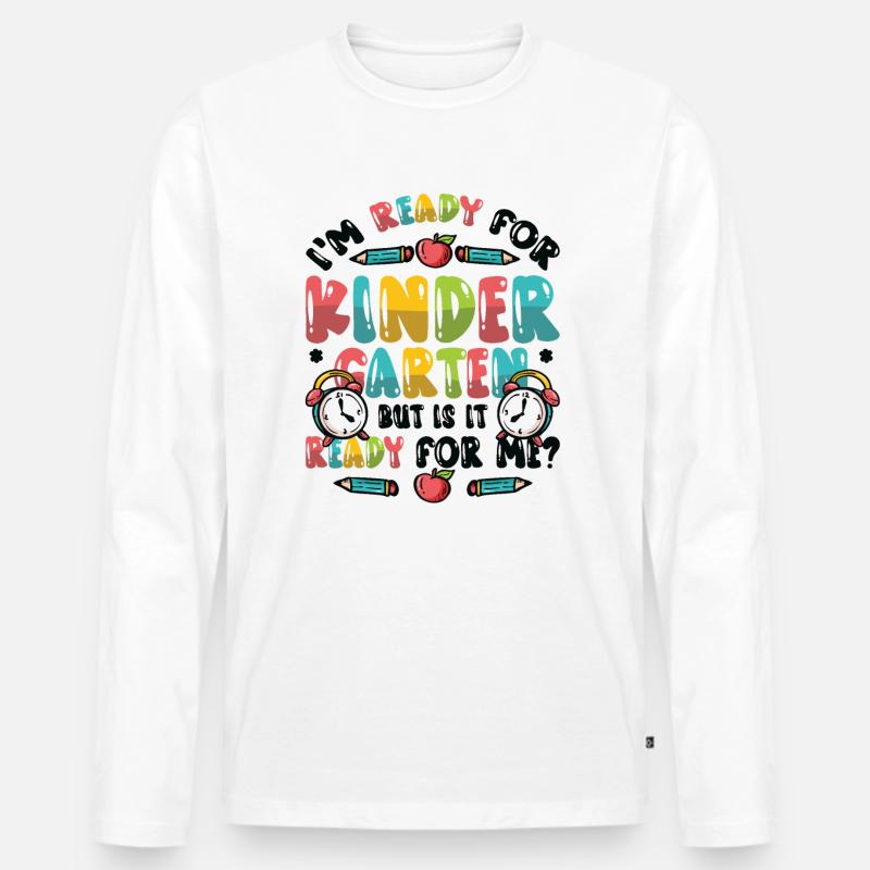 Bereit Für Den Kindergarten - Männer Premium Bio Langarmshirt - Weiß