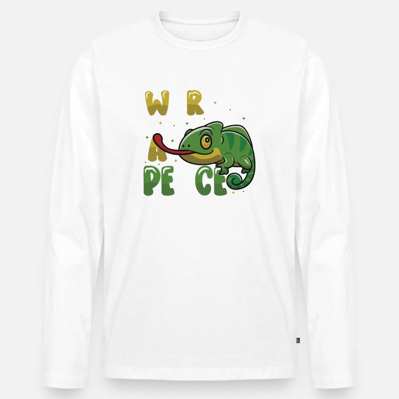 Friedens-Cameleon, Friedensbewegung - Männer Premium Bio Langarmshirt - Weiß
