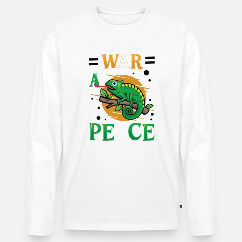 Friedens-Cameleon, Friedensbewegung - Männer Premium Bio Langarmshirt - Weiß
