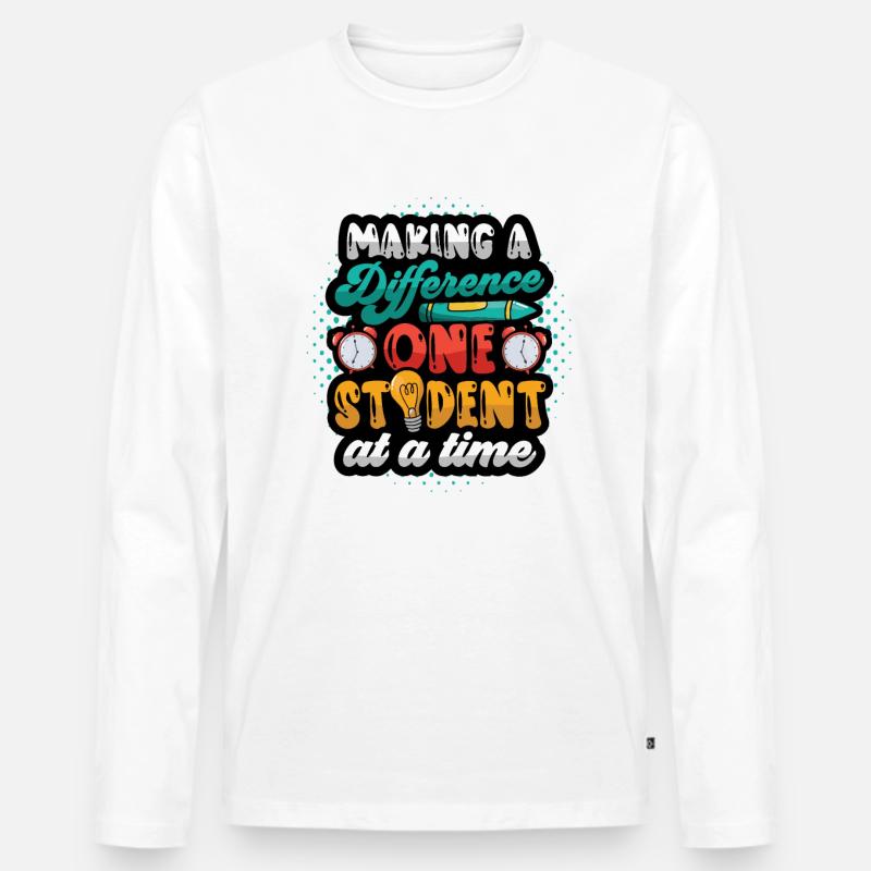 Einen Unterschied Machen - Männer Premium Bio Langarmshirt - Weiß