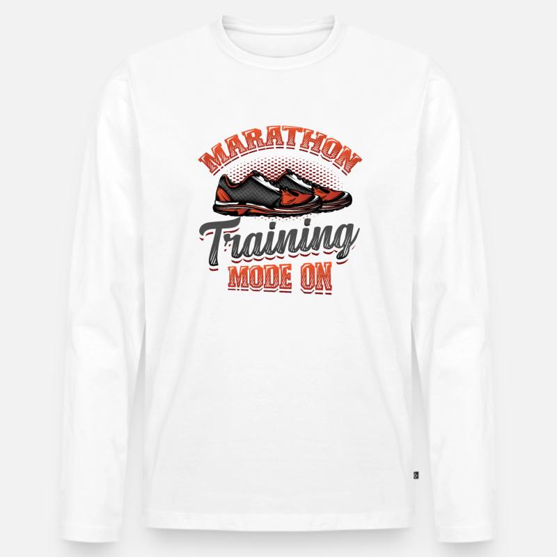 Marathon-Trainingsmodus, auf Marathon Runner - Männer Premium Bio Langarmshirt - Weiß