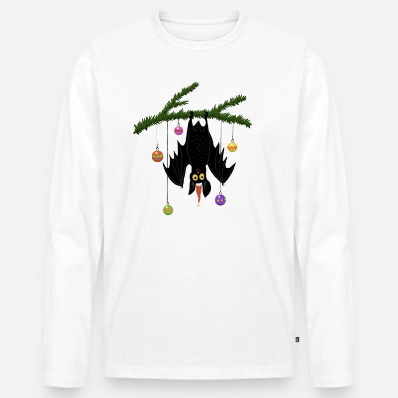 Weihnachtsfledermaus - Männer Premium Bio Langarmshirt - Weiß