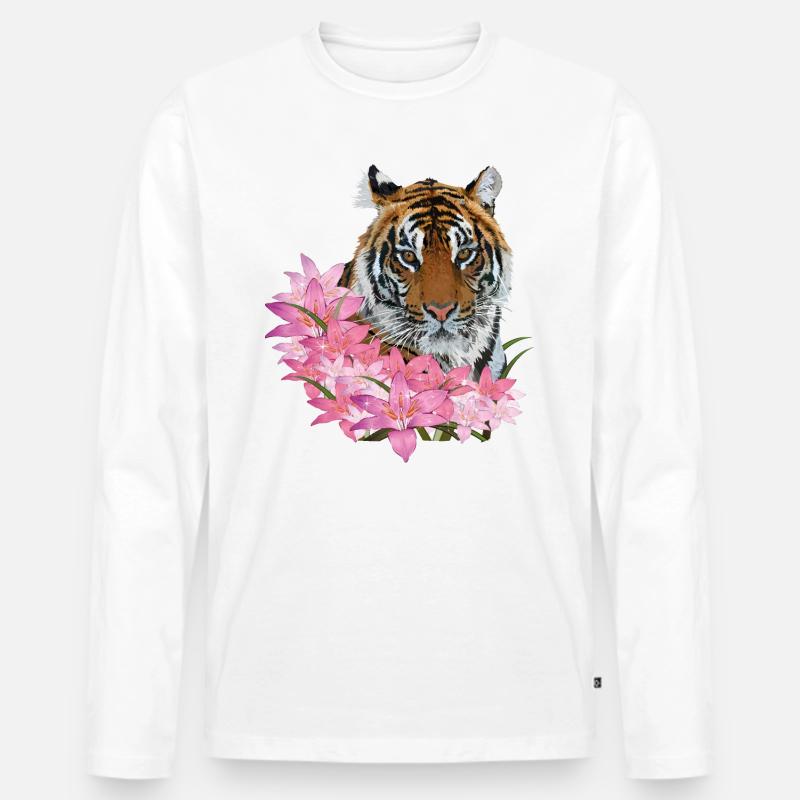 bengalischer Tiger - Männer Premium Bio Langarmshirt - Weiß