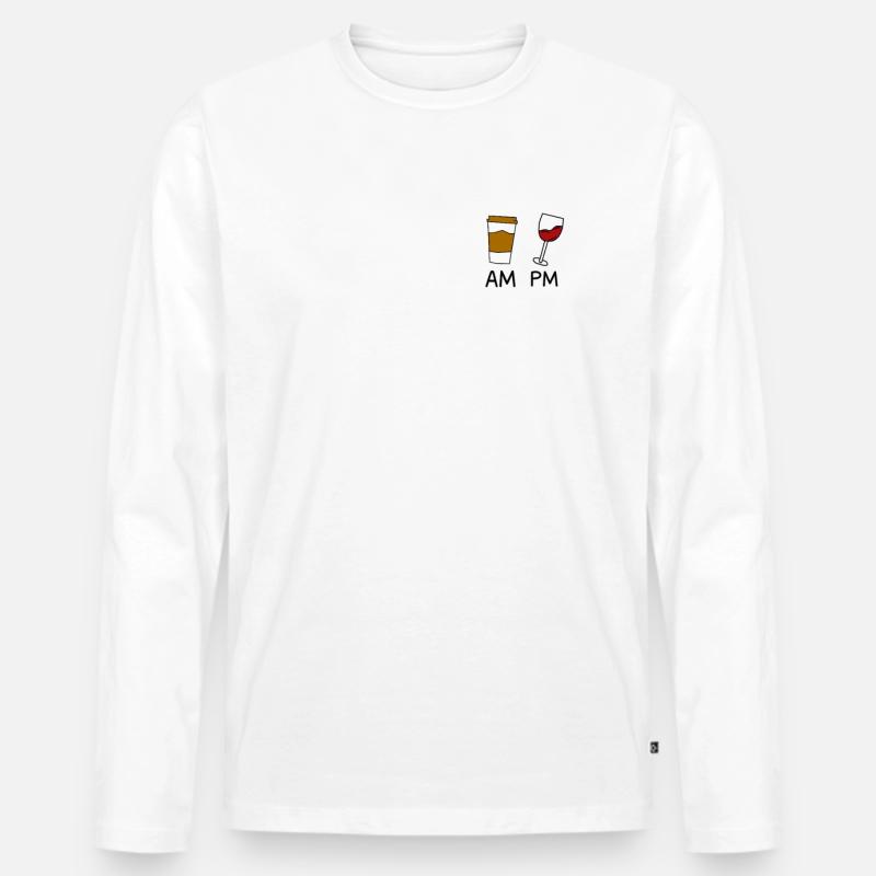 AM COFFEE PM VINO - Männer Premium Bio Langarmshirt - Weiß