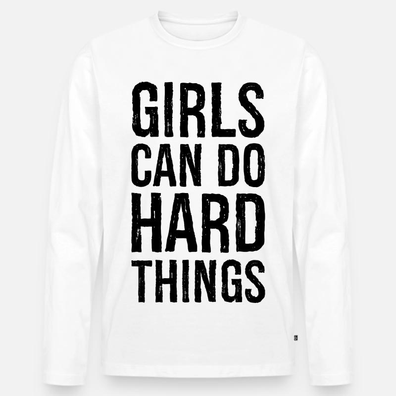 Mädchen können harte Dinge tun - Männer Premium Bio Langarmshirt - Weiß