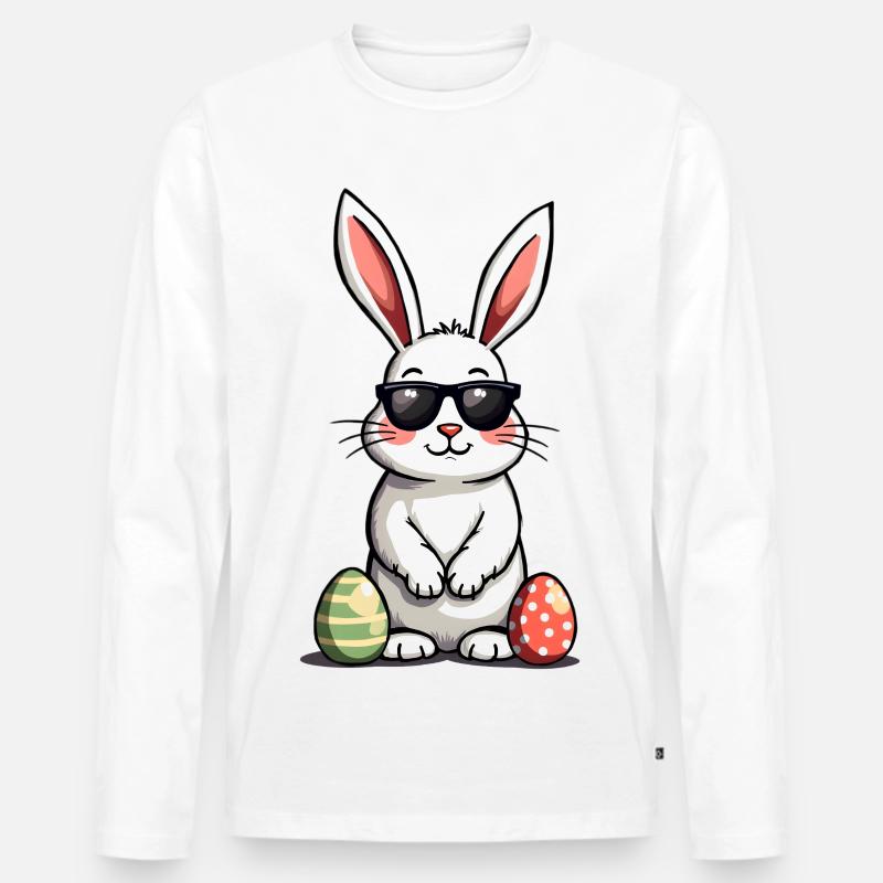 Cooler Osterhase - Männer Premium Bio Langarmshirt - Weiß