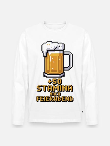 Pixelbier Feierabend Stamina - Männer Premium Bio Langarmshirt - Weiß