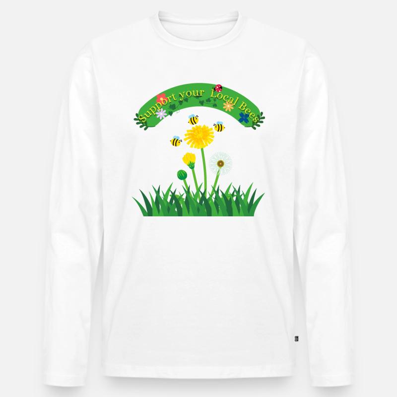 Support your Local Bees - Männer Premium Bio Langarmshirt - Weiß