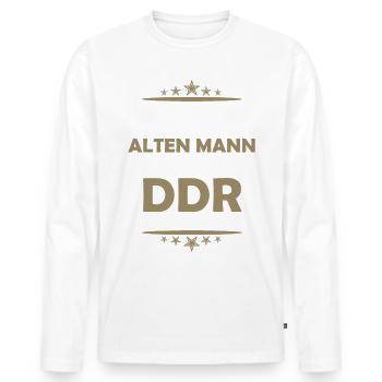Alter Mann aus der DDR - Männer Premium Bio Langarmshirt - Weiß - Vorne - Nico (187cm)