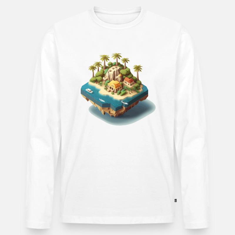 Insel 3D Geschenk - Männer Premium Bio Langarmshirt - Weiß