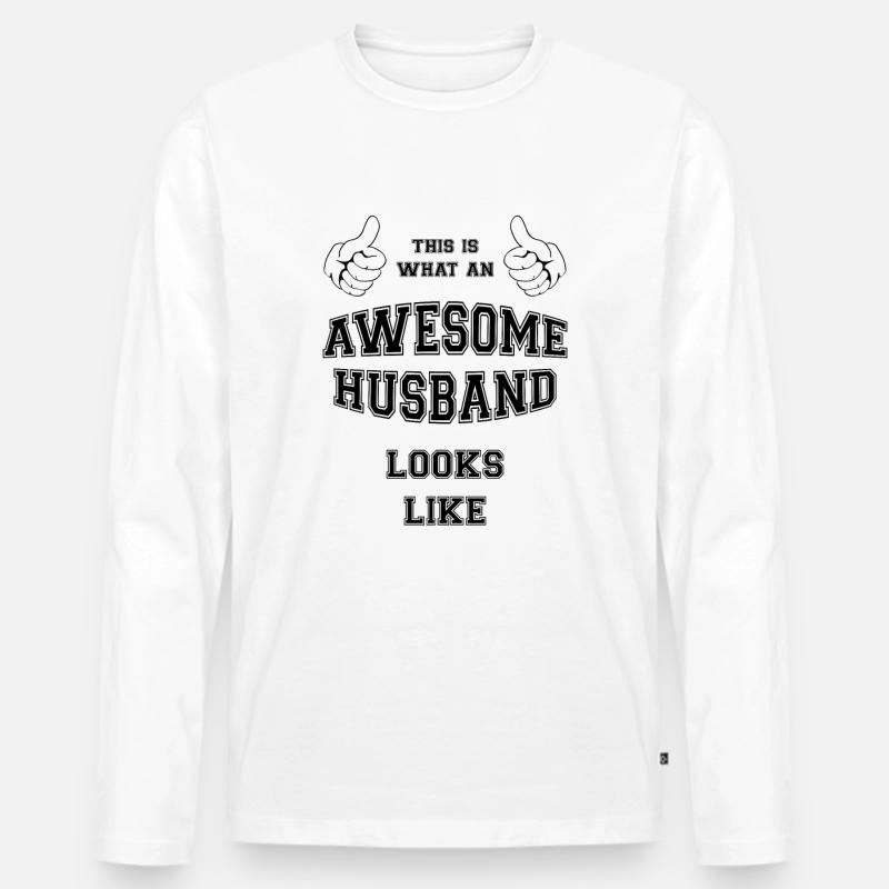 FANTASTISCHER EHEMANN - Männer Premium Bio Langarmshirt - Weiß