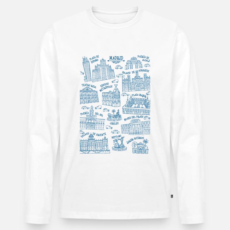 MONUMENTAL MADRID - Männer Premium Bio Langarmshirt - Weiß
