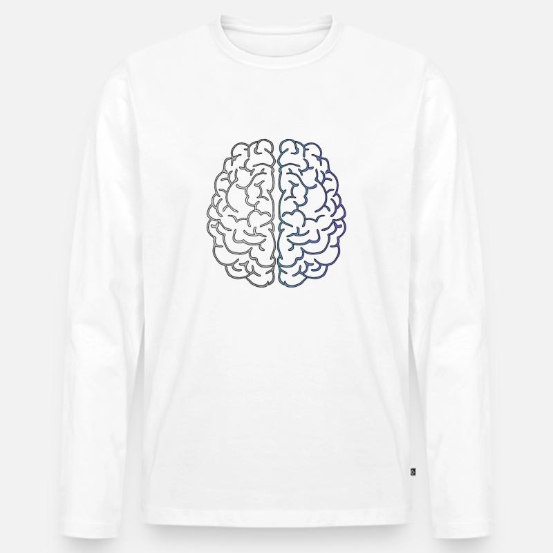 Brain - Männer Premium Bio Langarmshirt - Weiß