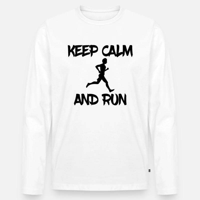 keep calm and run - Männer Premium Bio Langarmshirt - Weiß