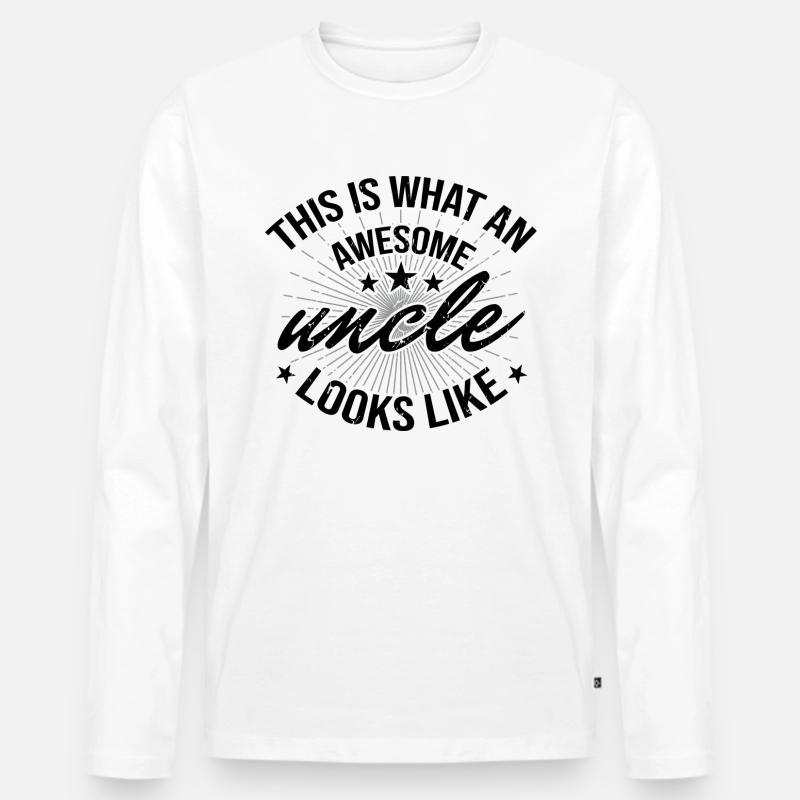 Onkel - Männer Premium Bio Langarmshirt - Weiß