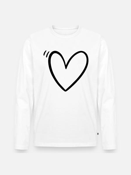 Herz Liebe Beziehung - Männer Premium Bio Langarmshirt - Weiß