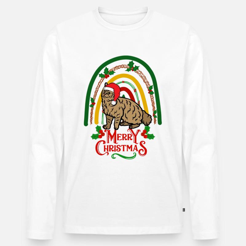 Pixie Bob Katze Weihnachten - Männer Premium Bio Langarmshirt - Weiß
