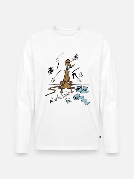 workaholic - Männer Premium Bio Langarmshirt - Weiß