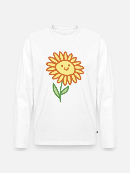 Sonnenblume - Männer Premium Bio Langarmshirt - Weiß