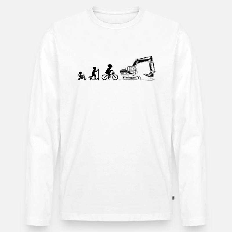 Evolution Liebhaber von Baggern - Männer Premium Bio Langarmshirt - Weiß