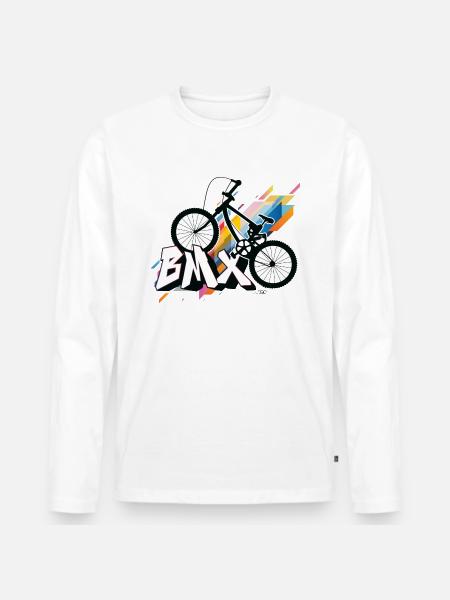 BMX Bicyclette - Urbaninme - Männer Premium Bio Langarmshirt - Weiß