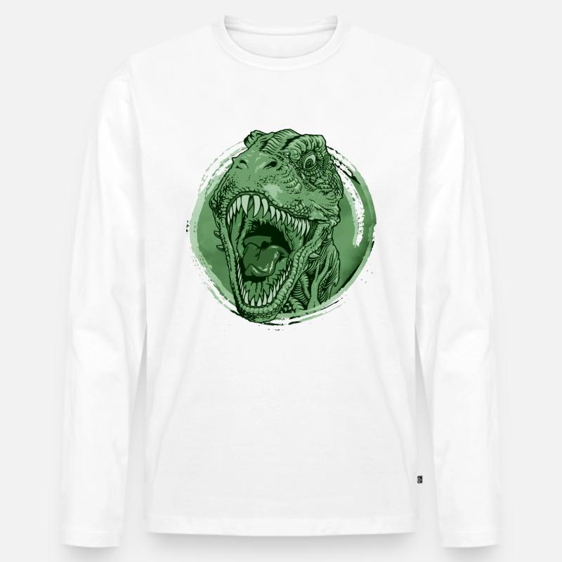 Dinosaurier - Männer Premium Bio Langarmshirt - Weiß