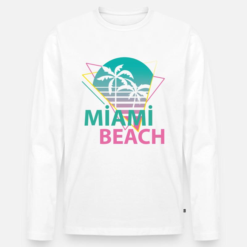 Miami Beach - Männer Premium Bio Langarmshirt - Weiß