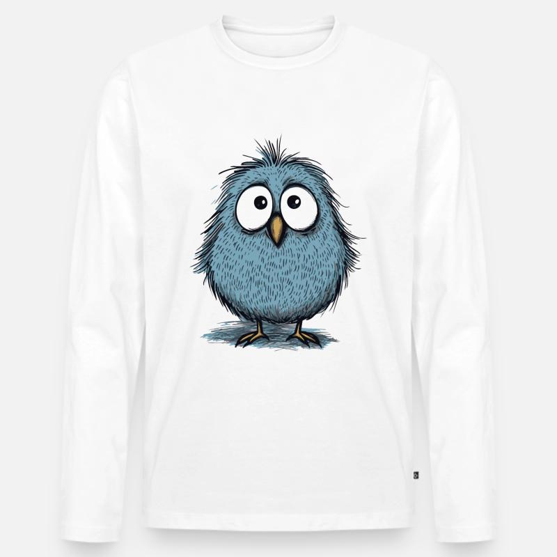 ein süßer lustiger Vogel - Männer Premium Bio Langarmshirt - Weiß