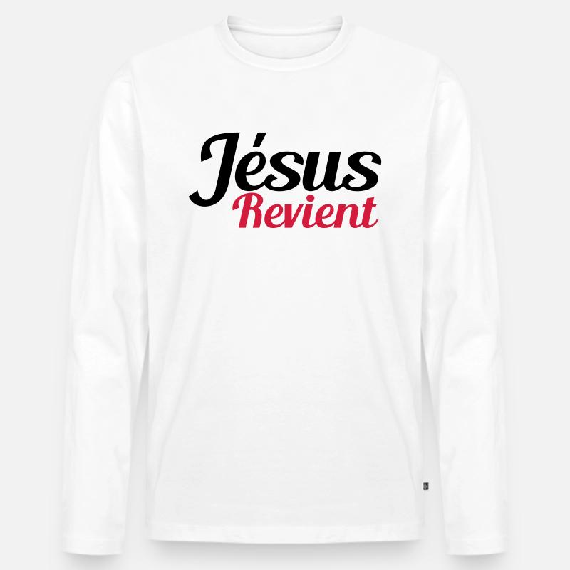 Jesus kommt zurück - Männer Premium Bio Langarmshirt - Weiß