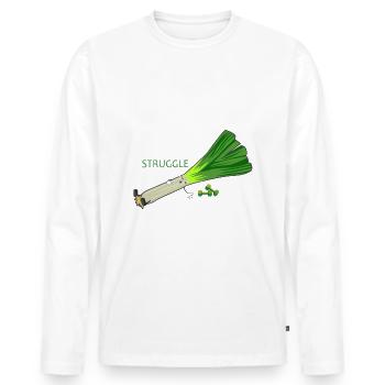 Low fitness leek - Men's Premium Organic Long Sleeve Shirt - white - Front - Nico (187cm)
