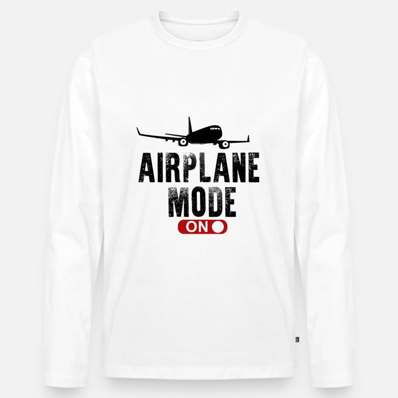 Flugzeug-Modus ein - Männer Premium Bio Langarmshirt - Weiß