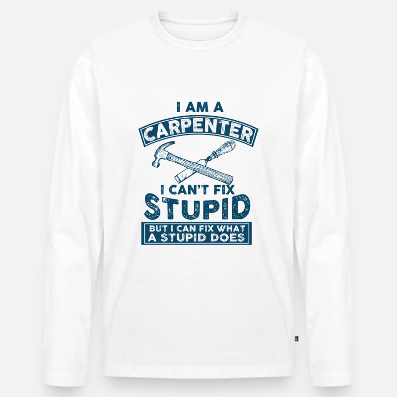 Ich bin Zimmermann - Männer Premium Bio Langarmshirt - Weiß