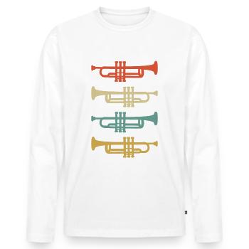 Trumpet Trumpets Trumpeter Color - Men's Premium Organic Long Sleeve Shirt - white - Front - Nico (187cm)