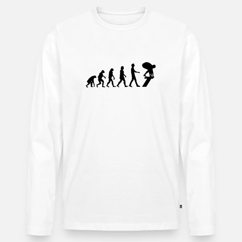 Schwimmer Evolution Schwimmen Geschenk - Männer Premium Bio Langarmshirt - Weiß