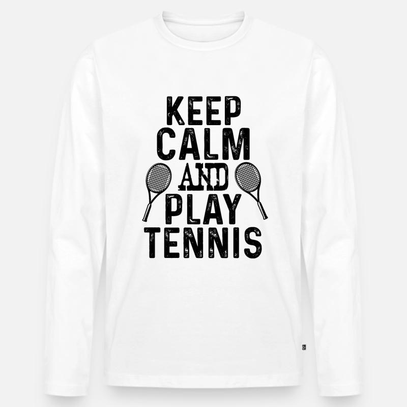 keep calm tennis - Männer Premium Bio Langarmshirt - Weiß