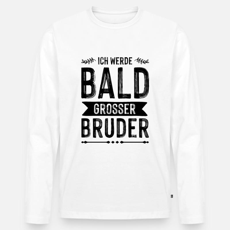 Ich werde grosser Bruder - Männer Premium Bio Langarmshirt - Weiß