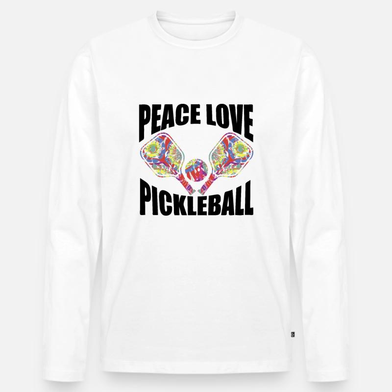 Pickleball Paddle Design - Männer Premium Bio Langarmshirt - Weiß