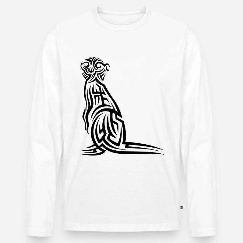 Erdmännchen Tribal Tattoo - Männer Premium Bio Langarmshirt - Weiß