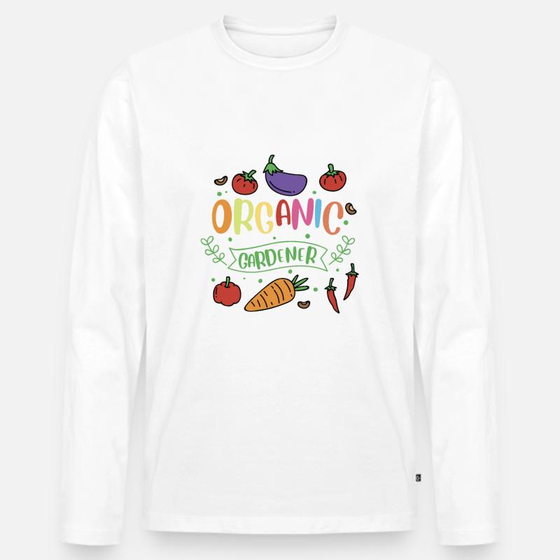 Bio Gärtner Gemüse - Männer Premium Bio Langarmshirt - Weiß