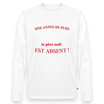 Père Noel 2023,Bonne année - T-shirt manches longues Premium bio Homme - blanc - Devant - Nico (187cm)