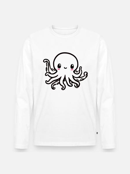 Cute Octopus Kawaii - Men's Premium Organic Long Sleeve Shirt - white