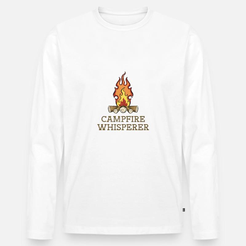 Campfire Whisperer - Männer Premium Bio Langarmshirt - Weiß