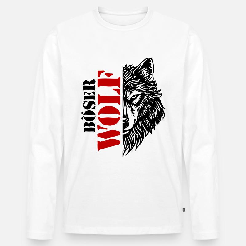Böser Wolf Spruch - Männer Premium Bio Langarmshirt - Weiß