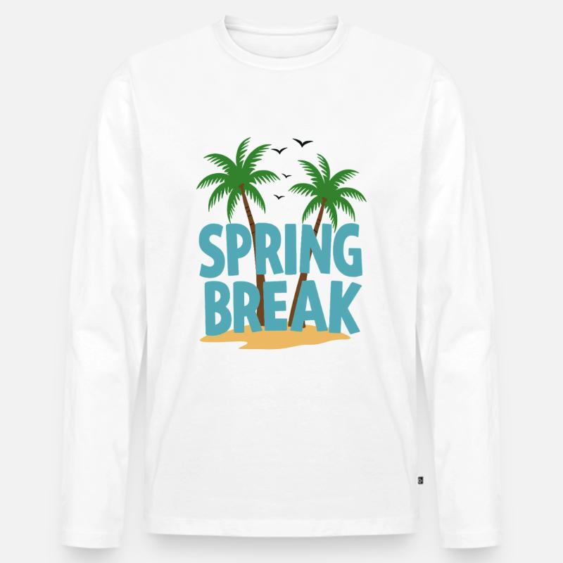 Spring Break Palmen Strand - Männer Premium Bio Langarmshirt - Weiß