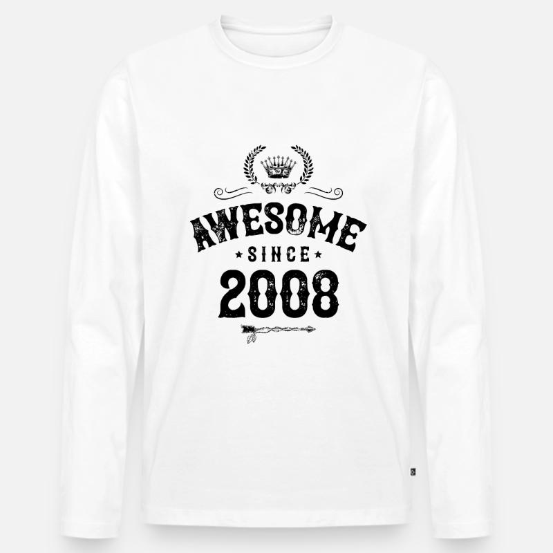 2008 awesome since - Männer Premium Bio Langarmshirt - Weiß