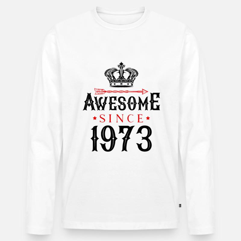 1973 awesome since - Männer Premium Bio Langarmshirt - Weiß