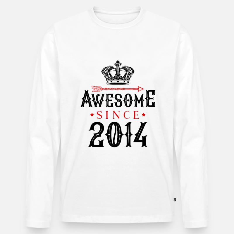 2014 awesome since - Männer Premium Bio Langarmshirt - Weiß