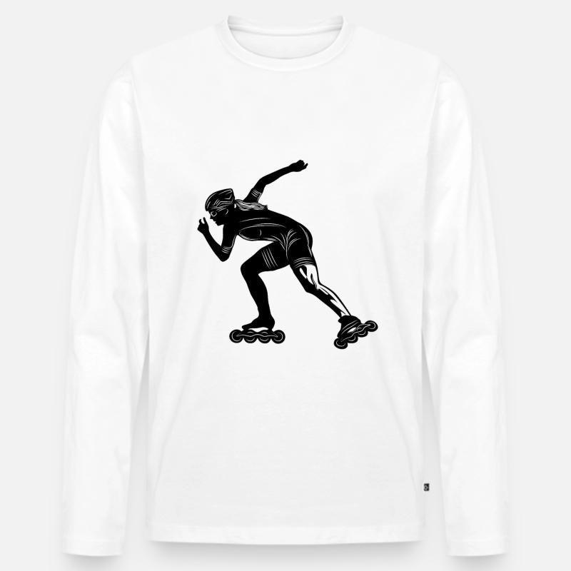 Inline Skates Silhoette - Männer Premium Bio Langarmshirt - Weiß
