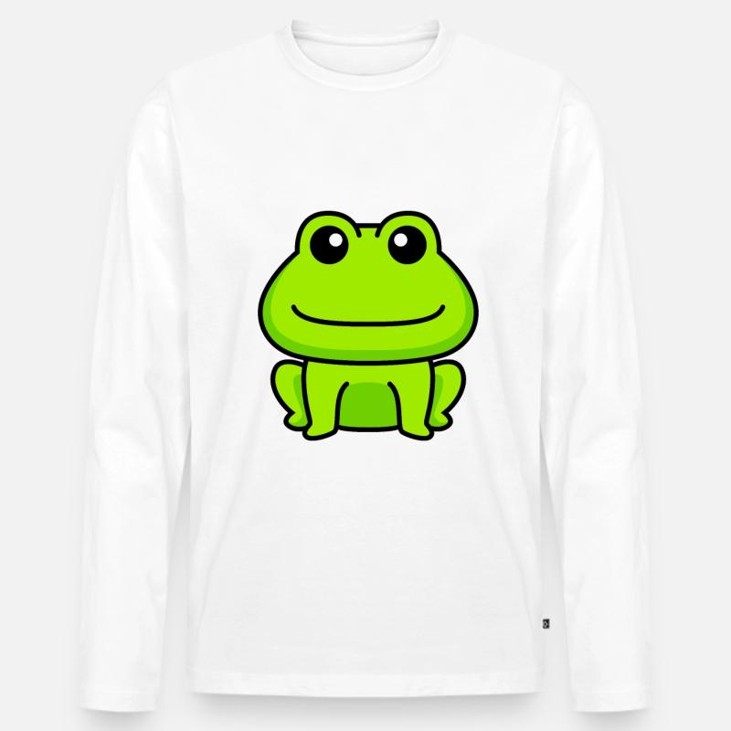 Frosch Comic Tier - Männer Premium Bio Langarmshirt - Weiß