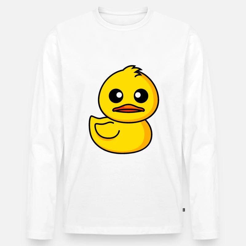 Ente Comic Tier - Männer Premium Bio Langarmshirt - Weiß